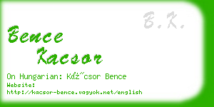 bence kacsor business card